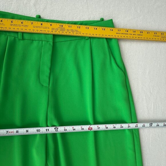 AMANDA UPRICHARD Wallace Pleated Straight Leg Pant Grass Green Polyester‎ Size L - Picture 10 of 15